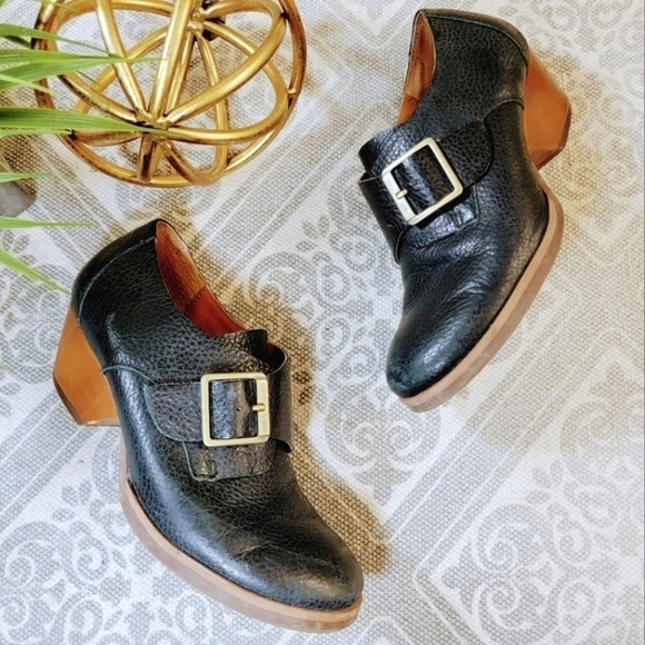 Kork-Ease | 6.5 Black Pebbled Leather Ankle Boots Monks Strap - Picture 3 of 16